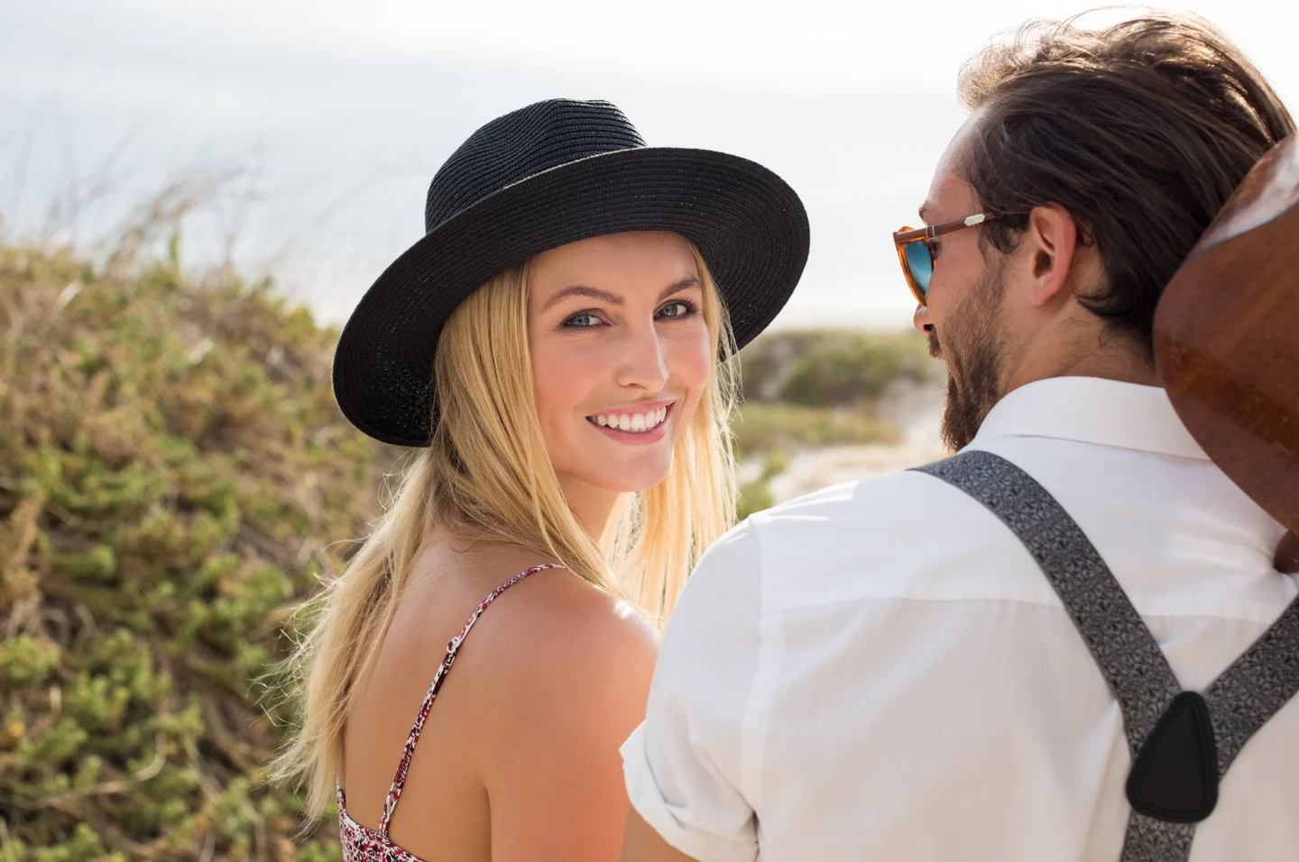 Couple spending time together outside on a sunny day